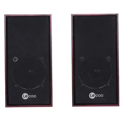 Lenovo Lecoo DS105 6W Ahşap Gövdeli Masaüstü Stereo Hoparlör - USB + 3.5mm Jack Girişli PC Hoparlörü resmi