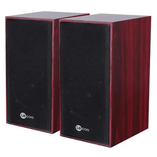 Lenovo Lecoo DS105 6W Ahşap Gövdeli Masaüstü Stereo Hoparlör - USB + 3.5mm Jack Girişli PC Hoparlörü resmi