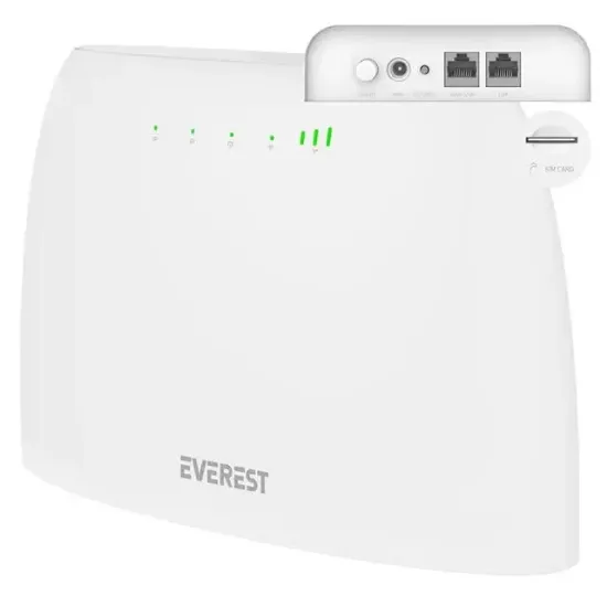 Everest EWR-4G03 4G LTE Wi-Fi Router SIM Kart Girişli 300 Mbps 2.4GHz WAN/LAN Portlu Kablosuz Yönlendirici resmi
