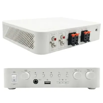 Hikvision DS-QAE0A60G1-VB 60W 2 Bölgeli Analog Amfi Amplifikatör USB/Bluetooth/Mik/RCA resmi