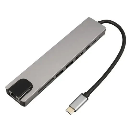 Raca RC-29630 Type-C 8in1 HDMI Çok Fonksiyonlu USB 3.0 Dock Station (Macbook - PC - Playstation - Xbox) resmi