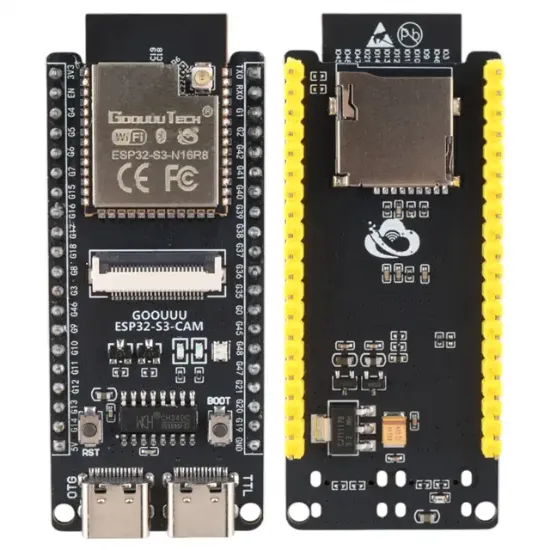 ESP32-S3-WROOM-1 N16R8 İşlemcili Dahili OV2640 Kamera Micro SD Kart Yuvalı Modül Geliştirme Kartı resmi