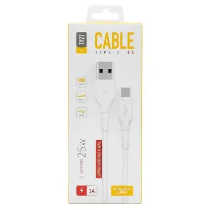 Powerway TY21 3 Amper 25 Watt USB TO Type-C Hızlı Şarj Ve Data Kablosu resmi
