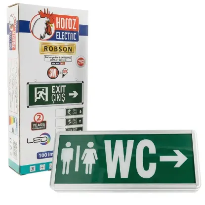 Horoz Robson 3W 160 Lümen Şarjlı WC Sağ Tuvalet Yön Levhası (2'li Paket) resmi
