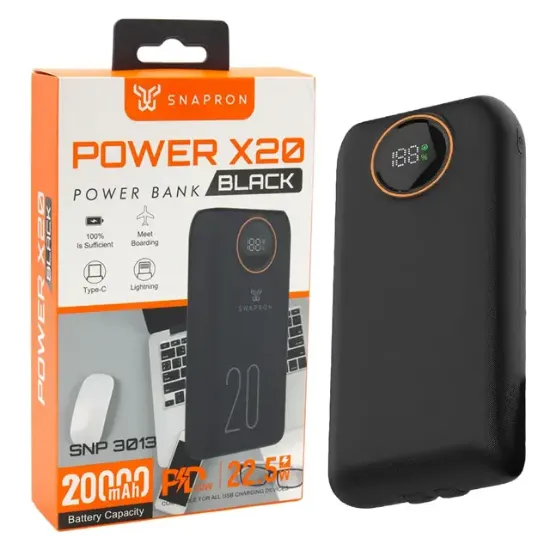 Snapron SNP-3013 22.5W PD 20.000mAh Dahili Kablolu ve Hızlı Şarjlı Powerbank resmi