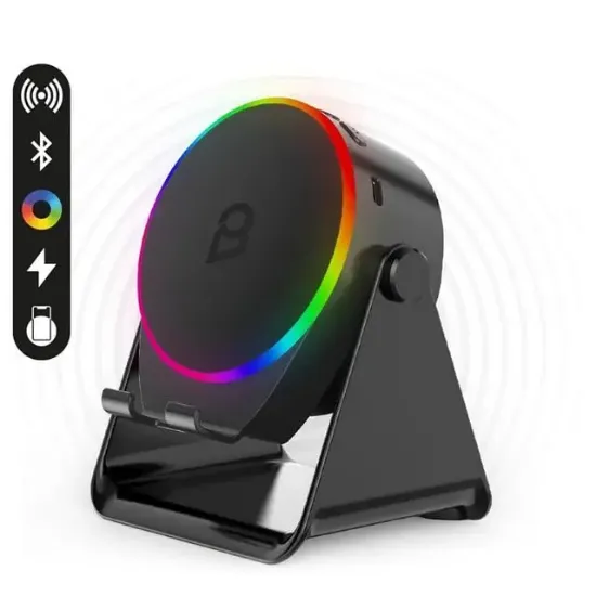 Enkado EKD-S10 5W İndüksiyonlu Bluetooth Hoparlör Ses Yükselten 2000mAh RGB Işıklı Standlı Speaker resmi