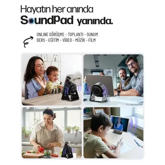 Enkado EKD-S10 5W İndüksiyonlu Bluetooth Hoparlör Ses Yükselten 2000mAh RGB Işıklı Standlı Speaker resmi