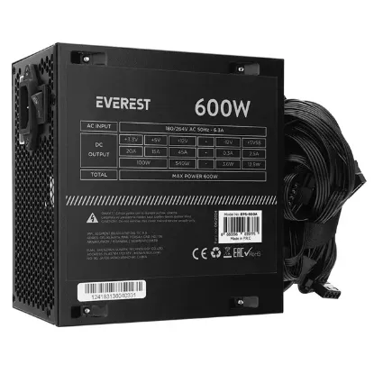 Everest EPS-600A Real 600W 4*SATA 12cm Fanlı Oyuncu PC Destekli Power Supply PSU resmi