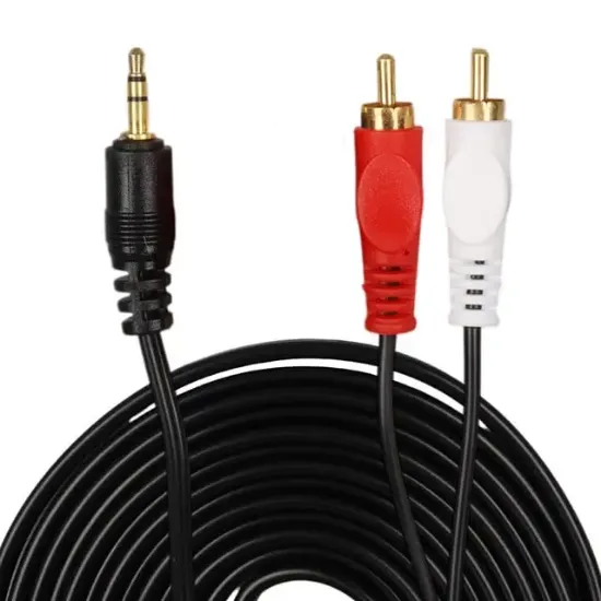Fully G-530AG 3 Metre Gold Uçlu 2 RCA - 3.5mm Stereo Ses Kablosu resmi
