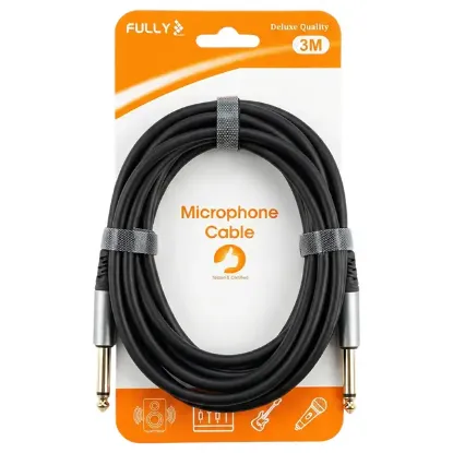 Fully G-527S 3 Metre 6.3mm Mono Jack-Jack Profesyonel Alüminyum Başlıklı Gitar ve Enstrüman Kablosu resmi