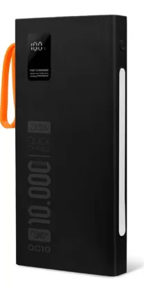 Powerway QC10-PD 10.000 mAh Dahili Kablolu ve Fenerli Hızlı Şarj Power Bank resmi
