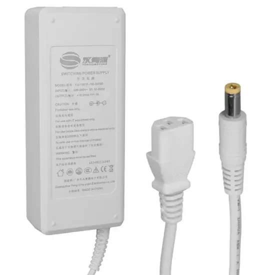 YQ-1201F-190-05000 Beyaz 19 Volt 4.7 Amper 5.5*2.5 Mm Uçlu Plastik Kasa Masaüstü Tip Adaptör  resmi
