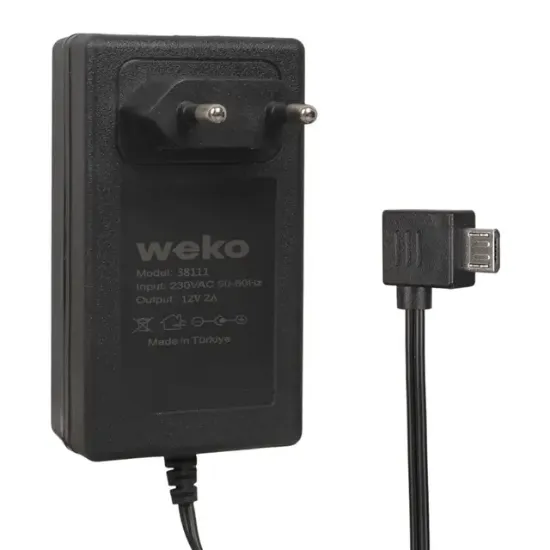 Weko WK-38111 Yerli Üretim 12 Volt - 2 Amper Micro Usb L Uçlu Priz Tipi Adaptör resmi