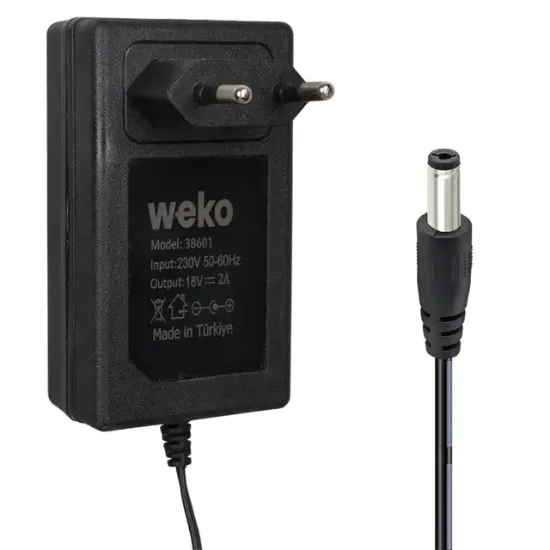 Weko WK-38601 18 Volt - 2 Amper 5.5*2.5 Mm Uçlu Yerli Üretim Priz Tipi Adaptör resmi