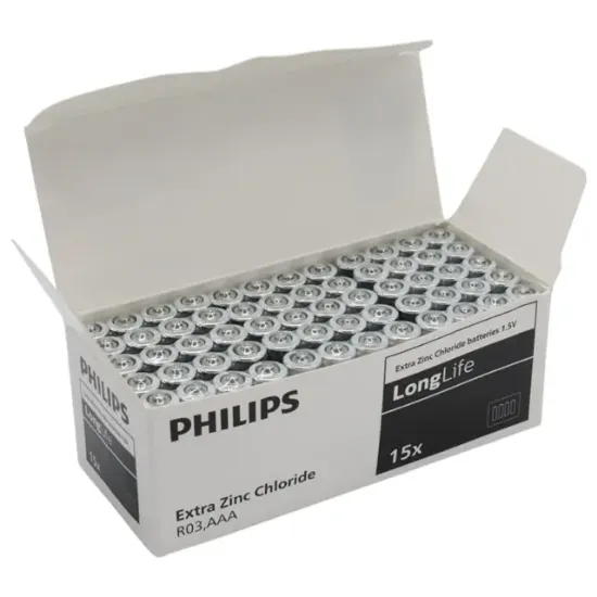 Philips LongLife Extra Zinc-Carbon İnce Kumanda Kalem Pili AAA (60'lı Paket) resmi