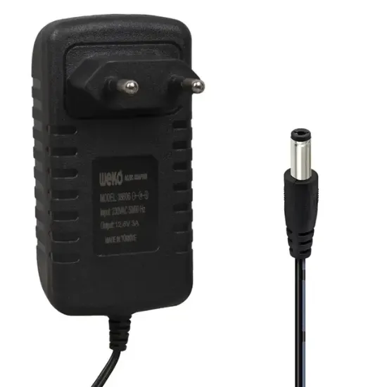 Weko WK-38606 Yerli Üretim 12.6 Volt - 3 Amper 5.5*2.5 Mm Uçlu Ledli Priz Tipi Şarj Adaptörü  resmi