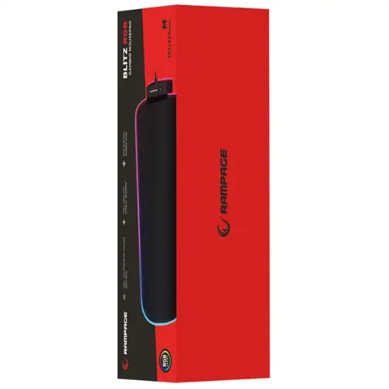 Rampage MP-23 Blitz M Rgb Ledli 252X328X3 Mm Siyah Oyuncu Mouse Pad resmi