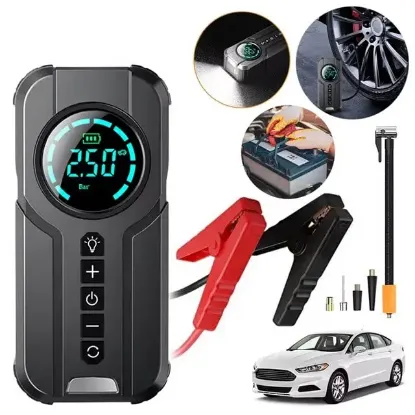 Buwei BW-29879 Powerbank Araç Akü Şarj Lastik Hava Kompresörü Şişirici Taşınabilir Dijital Kablosuz El Feneri resmi