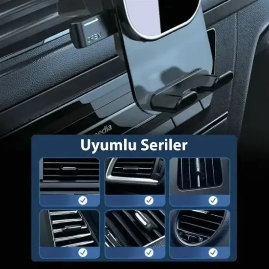 Powerway TT49 Araç İçi Petek Klima İçin Kıskaçlı Destekli Telefon Tutucu resmi