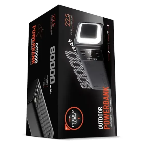 Powerway PD80 80.000mAh 22.5W PD & QC 3.0 Hızlı Şarj Destekli Dijital Göstergeli Powerbank resmi