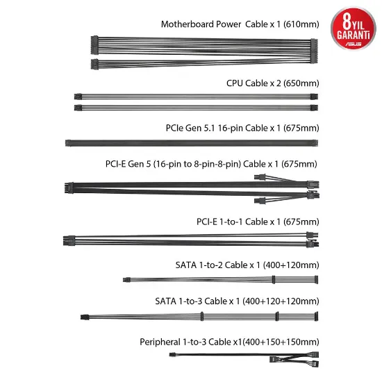 ASUS PRIME AP-750G 80+ GOLD 750W PCIe 5.1 ve ATX 3.1 UYUMLU MODÜLER GÜÇ KAYNAĞI resmi