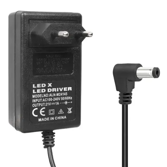 Powermaster PM-19255 21 Volt - 1 Amper - 21 Watt 5.5*2.5 Mm L Uçlu Şarjlı Matkap Adaptörü resmi