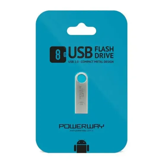 Powerway PW-8GB 8 GB USB 2.0 Mini Metal Flash Bellek resmi