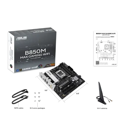 ASUS B850M MAX GAMING WIFI AM5 DDR5 8000MHZ(OC)  mATX HDMI ANAKART resmi