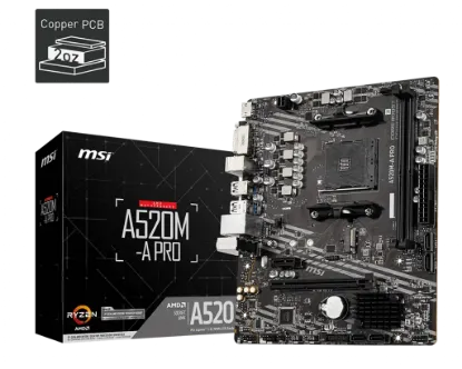 MSI A520M-A PRO DDR4 4600/1866Mhz M.2 mATX AM4 resmi