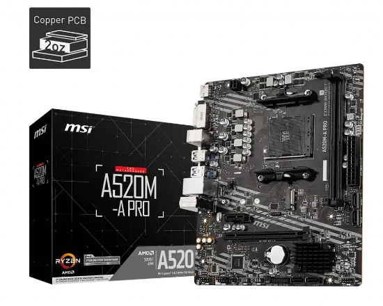 MSI A520M-A PRO DDR4 4600/1866Mhz M.2 mATX AM4 resmi