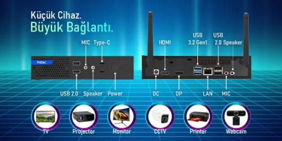PRITTEC Q7-TH610L MINI PC I3-12100 /12 GB / 512 Nvme M2 / Free Dos resmi