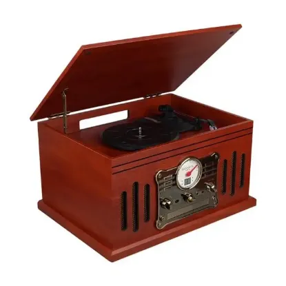 MagicVoice F39 Retro Vintage Çanta Pikap - CD - Kaset - Radyo - Bluetooth - AUX - USB Mp3 Çalar resmi