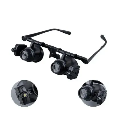 PowerMaster PM-23691 24X Profesyonel Tamirci Kuyumcu Büyüteç Gözlüğü Çift Aydınlatma Ledli (Analog Gözlük) resmi