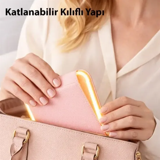 Powermaster PM-27373 Işıklı Profesyonel Makyaj Aynası 3 Renk Modlu Şarjlı Katlanabilir resmi