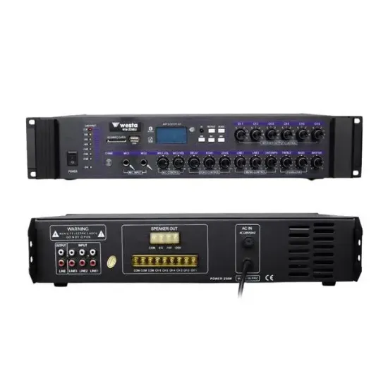 Westa WM-2250U 250 Watt 100 Volt USB-SD-Bluetooth 6 Bölgeli Trafolu Mixer Anfi resmi