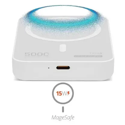 Powerway 5.000mAh PD15W Magsafe Kablosuz Wireless Taşınabilir Şarj Cihazı Beyaz Powerbank TXM5 resmi