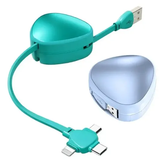 PowerMaster PM-29662 3'ü 1 Arada Cep Boy Makaralı 120cm 5 Kademeli Şarj Kablosu resmi