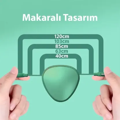 PowerMaster PM-29662 3'ü 1 Arada Cep Boy Makaralı 120cm 5 Kademeli Şarj Kablosu resmi