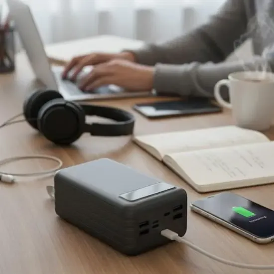 Powerway TX80 80.000mAh Kablolu Dijital Göstergeli Gerçek Fener Işıklı Kamp Siyah Powerbank resmi