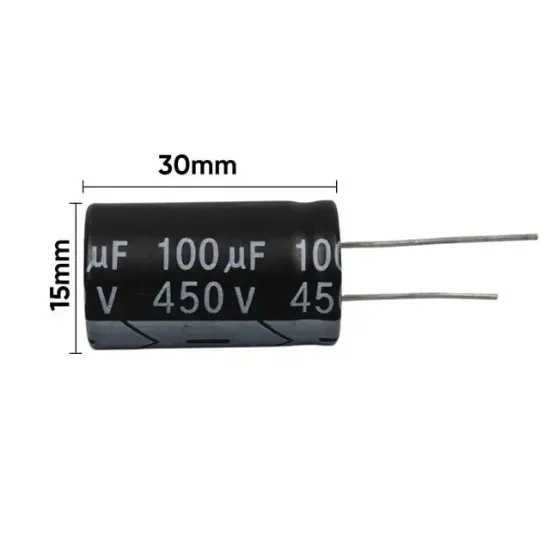 100 MF 400 V Tel Bacak Kondansatör resmi