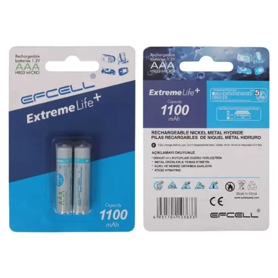 Efcell Ef-1100 Tek 1100 Mah Aaa İnce Şarjlı Pil resmi