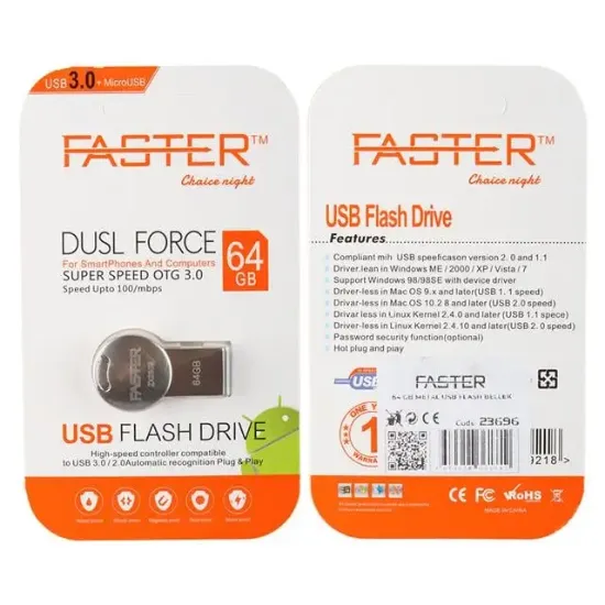 Faster 64 Gb Metal USB Flash Bellek resmi