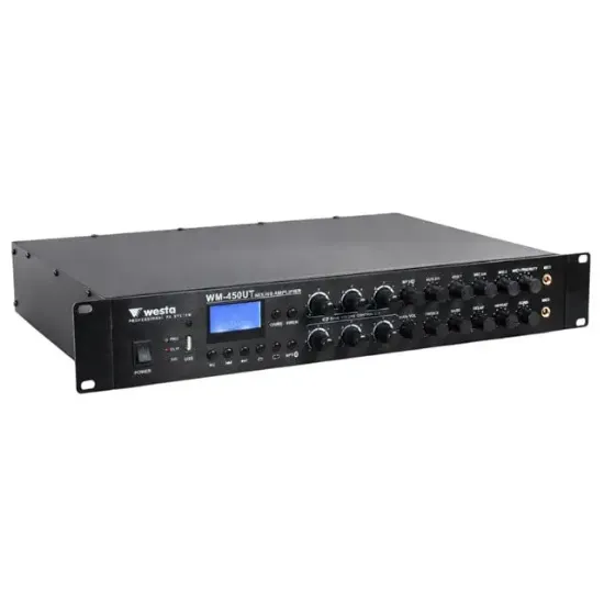 Westa WM-450UT 450W 6 Bölge Kontrollü Profesyonel Mikser Anfi Bluetooth, USB ve Eko Destekli Hat Trafolu Güç Ünitesi resmi