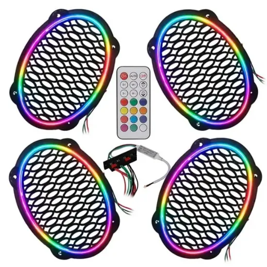 Poke PK-5653 4 Adet Oval Oto Hoparlör Kapağı Kumandalı Pixel Ledli RGB Animasyonlu Kapak resmi
