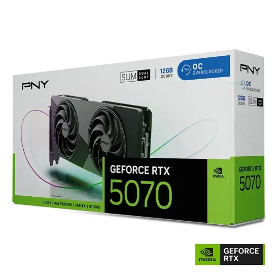 PNY GeForce RTX 5070 OC 12GB Dual-Fan Slim GDDR7 192Bit (VCG507012DFSXPB1-O) resmi