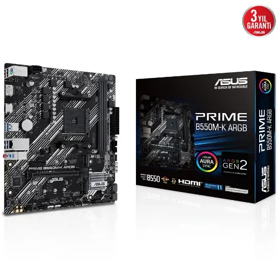  ASUS PRIME B550M-K ARGB DDR4 5100MHz mATX M.2 AMD HDMI DP AM4  resmi
