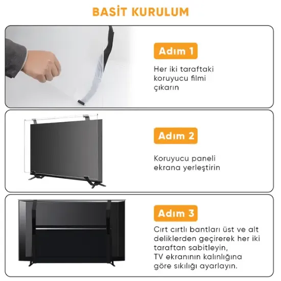 Weko WK-29932 58" Mavi Işık Filtreli TV Ekran Koruyucu Darbeye Dayanıklı 2mm Optik Difüzörlü resmi
