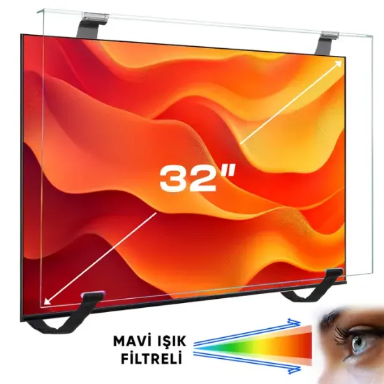 Weko WK-29923 32" Mavi Işık Filtreli TV Ekran Koruyucu Darbeye Dayanıklı 2mm Optik Difüzörlü resmi