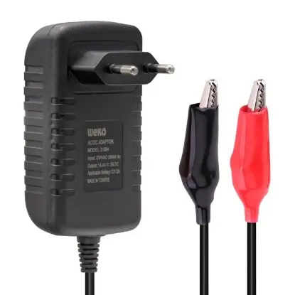 Weko 14.4 Volt - 2 Amper Krokodil Uçlu Kırmızı Yeşil Ledli Yerli Üretim Akü Şarj Cihazı (Out :12v-2a) resmi