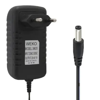Weko 29.4 Volt - 1 Amper 5.5x2.5mm Uçlu Yerli Üretim Priz Tipi Adaptör 1.2 Metre Uzunluk resmi